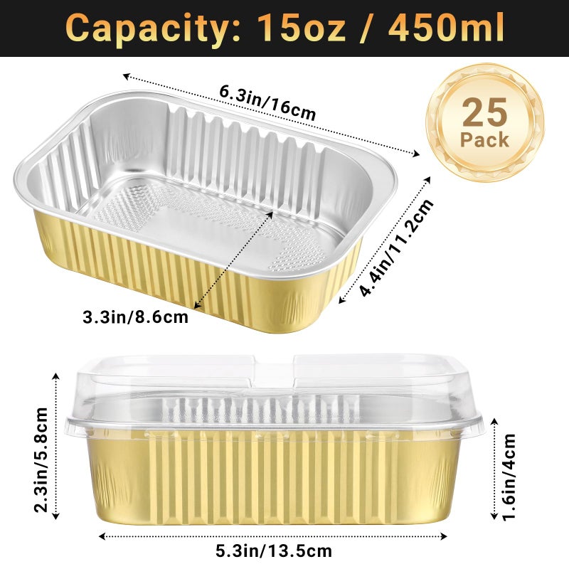 Beasea Mini Loaf Pans with Lid, 25 Pack 5x3 Inch Disposable Loaf Pan Aluminum Foil Bread Pans Bread Loaf Pans Mini Loaf Baking Pans Loaf Bakeware for Baking - Image 2